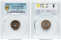 French Colony 2 Sapeque 1892-A MS64 Red and Brown PCGS, Paris mint, KM6, Lec-8. A beautifully preserved representative nearing the certified peak, ful...