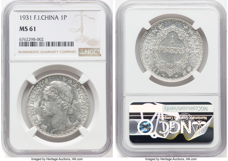 French Colony Piastre 1931 MS61 NGC, Paris mint, KM19. One year type. HID0980124...