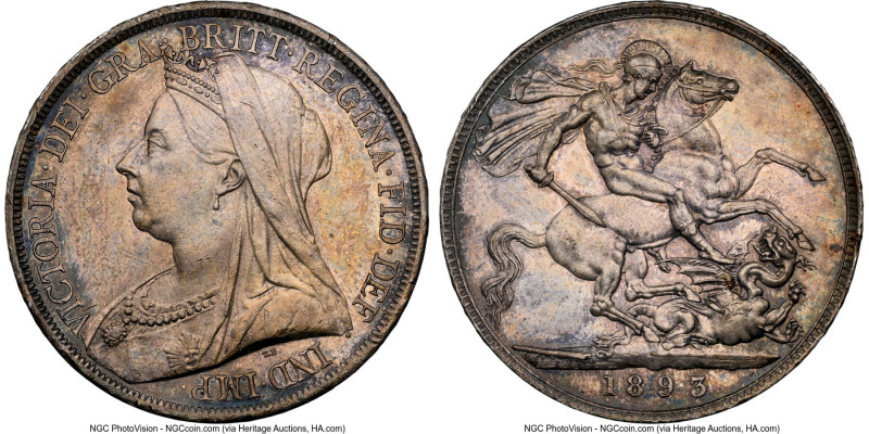 Victoria Crown 1893 MS61 NGC, KM783, S-3937. LVI edge. A lovely example decorate...