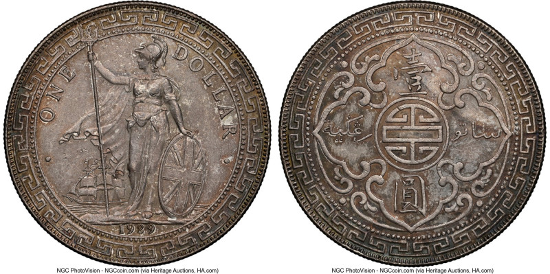 George V Trade Dollar 1929-B MS62 NGC, Bombay mint, KM-T5, Prid-26. Prominent lu...