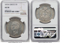 George I 5 Drachmai 1875-A AU58 NGC, Paris mint, KM46. HID09801242017 © 2024 Heritage Auctions | All Rights Reserved