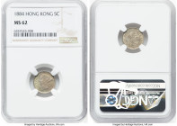​​British Colony. Victoria 5 Cents 1884 MS62 NGC, Royal mint, KM5. Very difficult to locate in higher grades, this issue pleases the eye with its ligh...