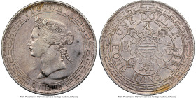British Colony. Victoria Dollar 1867 XF40 NGC, KM10. Lovely champagne tones shine through the lustrous argent surfaces and clear devices. An appealing...