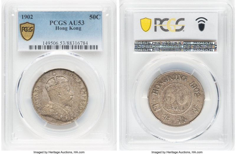 British Colony. Edward VII 50 Cents 1902 AU53 PCGS, London mint, KM15, Prid-13. ...