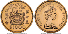 British Colony. Elizabeth II gold "Royal Visit" 1000 Dollars 1975 MS67 NGC, Royal mint, KM38, Fr-1. Visit of Queen Elizabeth. HID09801242017 © 2024 He...