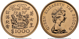 British Colony. Elizabeth II gold "Royal Visit" 1000 Dollars 1975 MS67 NGC, Royal mint, KM38, Fr-1. Visit of Queen Elizabeth. HID09801242017 © 2024 He...