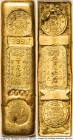 British Colony. King Fook Bullion, Gold Dealer gold Bar of 5 Taels (6 oz) ND (c. 1950) UNC, KM-XB22. 77x21mm. 187.14gm. Gold bar of 5 Taels with two c...