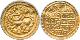Kadambas of Goa. Jayakesin III gold Pagoda ND (1187-1216) MS62 ANACS, cf. Zeno-274385, Fr-308. An impressive Mint State selection with charming old go...