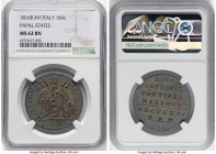 Papal States. Pius VII Baiocco Anno XVI (1816)-R MS62 Brown NGC, Rome mint, KM1279. A stunning near-Choice selection, presently the finest certified a...