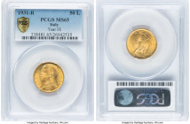 Vittorio Emanuele III gold 50 Lire Anno IX 1931-R MS65 PCGS, Rome mint, KM71. Definitively Gem and oozing with butterscotch luster. HID09801242017 © 2...