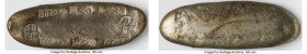 Tempo silver Chogin ND (1837-1858) VF, KM-C9b. 89x31mm. 133.72gm. These were not made of high purity silver, hence the brassy appearance. HID098012420...