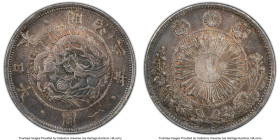 Meiji Yen Year 3 (1870) AU55 PCGS, KM-Y5.1, JNDA 01-9. Type 1 with Border variety. This handsome example has charcoal surfaces and maple patina in the...