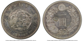 Meiji Counterstamped Yen Year 15 (1882) AU Details (Cleaned) PCGS, KM-Y28a.1, JNDA 01-10B. Counterstamp: Gin to left of characters; Host: Meiji Year 1...