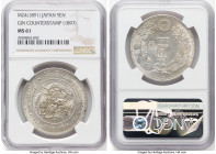 Meiji Counterstamped Yen Year 24 (1891) MS61 NGC, Tokyo mint, KM-Y28a.5. Gin left counterstamp. From the Bob Klein History of Money Collection HID0980...