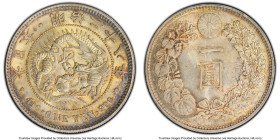 Meiji Yen Year 28 (1895) UNC Details (Scratch) PCGS, KM-YA25.3, JNDA 01-10A. Displaying a terracotta tone veiling the argent surfaces beneath with cob...