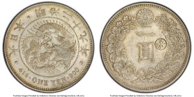Meiji Yen Year 29 (1896) AU58 PCGS, JNDA01-10C. Right variety. Crackles of champagne scintillation embellish his handsome offering. From the Bob Klein...