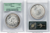 Meiji Yen Year 36 (1903) MS63 PCGS, KM-YA25.3, JNDA-01-10A. Lovely champagne toning adorn the rims. HID09801242017 © 2024 Heritage Auctions | All Righ...