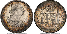Charles III 2 Reales 1776 Mo-FM AU Details (Cleaned) NGC, Mexico City mint, KM88.2, Cal-662. An immensely popular type bearing the sought-after 1776 d...