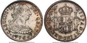 Charles III 2 Reales 1776 Mo-FM AU Details (Cleaned) NGC, Mexico City mint, KM88.2, Cal-662. Ample remnant details remains on this sought-after date w...