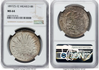 Republic 8 Reales 1897 Zs-FZ MS64 NGC, Zacatecas mint, KM377.13, DP-Zs83. A charming offering with a matte-like pearly obverse accented by chestnut to...