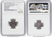 Dutch Colony. Batavian Republic 1/16 Gulden 1802 AU Details (Cleaned) NGC, Dordrecht mint, KM77, Schr-495. Circle around ship variety. Attractive spec...