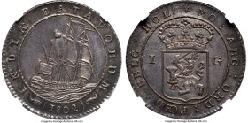 Dutch Colony. Batavian Republic Gulden 1802 MS62 NGC, Enkhuizen mint, KM83, Scholt-448. An iconic nautical type, emblematic of the robust sea-faring t...