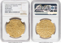 Gorinchem. City gold Imitative Rose Noble ND (1583-1591) AU Details (Obverse Damage) NGC, Gorinchem mint, Fr-80. S-1952. Struck in imitation of the go...