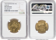 Utrecht. Provincial gold 14 Gulden 1763 UNC Details (Reverse Rim Filed) NGC, KM104, Fr-288. A charming specimen with alluring goldenrod surfaces. HID0...