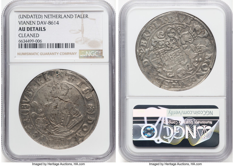 Vianen. Heinrich von Brederode Taler ND (1556-1568) AU Details (Cleaned) NGC, Da...