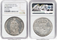 West Friesland. Provincial 3 Gulden 1764 UNC Details (Cleaned) NGC, KM141.1, Dav-1853. A shiny specimen with some damage on the obverse. HID0980124201...