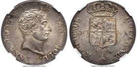 Kingdom of Holland. Louis Napoleon 50 Stuivers 1808-B MS64 NGC, Utrecht mint, KM28, Dav-228. An attractive example exhibiting argent surfaces with lav...