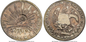 Spanish Colony. Isabel II Counterstamped 8 Reales ND (1834-1837) AU53 NGC, KM129. Host: Mexico Republic 8 Reales 1832 Go-MJ; Counterstamp: Type 6 "YII...