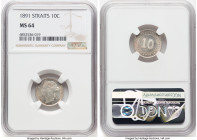 British Colony. Victoria 10 Cents 1891 MS64 NGC, KM11. HID09801242017 © 2024 Heritage Auctions | All Rights Reserved