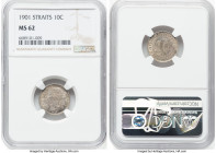 British Colony. Victoria 10 Cents 1901 MS62 NGC, London mint, KM11. The mottled ash surfaces lend character to this popular fractional type. HID098012...