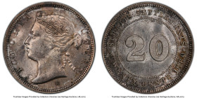 British Colony. Victoria 20 Cents 1880-H MS63 PCGS, Heaton mint, KM12. A fabulous, lightly toned selection brimming with originality. Ex. The Joe Sedi...