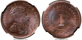 British Colony. Edward VII Cent 1906 MS63 Brown NGC, KM19. The faces consist of a terracotta hue that is beautifully accented by cobalt patina and cri...