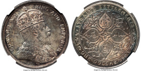 British Colony. Edward VII Dollar 1903-B MS63 NGC, Bombay mint, KM25. Incuse Mintmark. A striking example with patina of autumnal undertones on the ob...