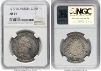 Gustaf III 2/3 Riksdaler 1779-OL MS61 NGC, KM526. HID09801242017 © 2024 Heritage Auctions | All Rights Reserved