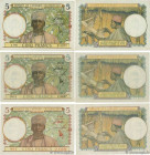 Country : FRENCH WEST AFRICA (1895-1958) 
Face Value : 5 Francs Lot 
Date : 1938-1943 
Period/Province/Bank : Banque de l'Afrique Occidentale 
Catalog...