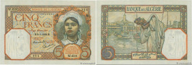 Country : ALGERIA 
Face Value : 5 Francs 
Date : 03 janvier 1939 
Period/Province/Bank : Banque de l'Algérie 
Catalogue reference : P.77a 
Alphabet - ...