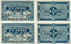Country : ALGERIA 
Face Value : 1 Franc Consécutifs 
Date : 31 janvier 1944 
Period/Province/Bank : Région économique d'Algérie 
Catalogue reference :...