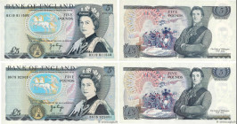 Country : ENGLAND 
Face Value : 5 Pounds Lot 
Date : (1973-1979) 
Period/Province/Bank : Bank of England 
Catalogue reference : P.378b 
Alphabet - sig...