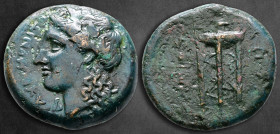 Sicily. Tauromenion circa 336-317 BC. Hemilitron Æ