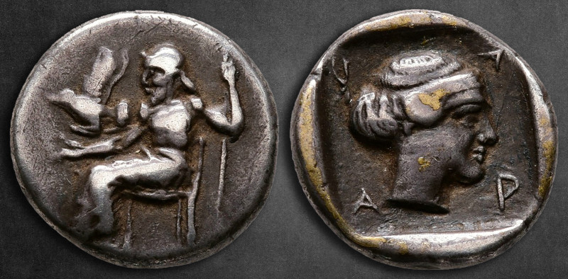 Arkadia. Mantineia circa 450-440 BC. 
Hemidrachm AR

15 mm, 2,91 g

Zeus Ly...
