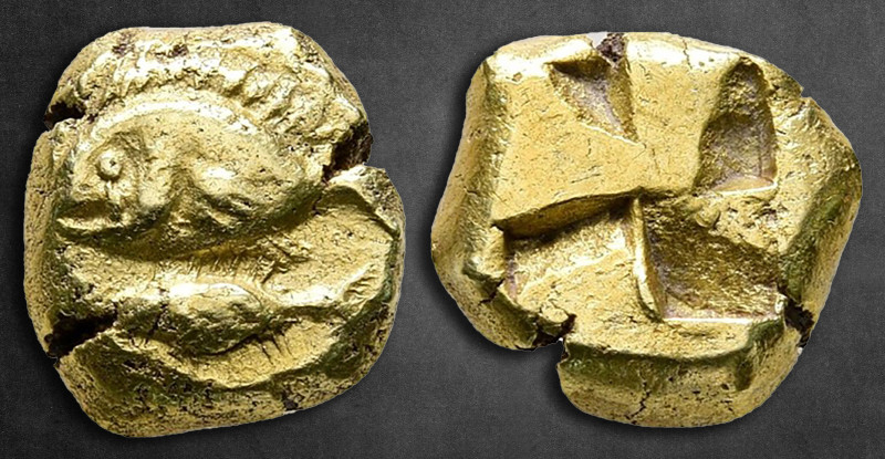 Mysia. Kyzikos circa 600-550 BC.
Hekte EL

11 mm, 2,67 g

Louvar swimming l...
