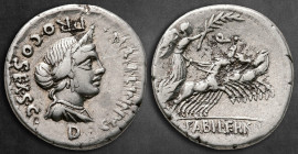 C. Annius T. F. T. N. and L. Fabius L. F. Hisoaniensis 82-81 BC. Northern Italy or Spain. Denarius AR