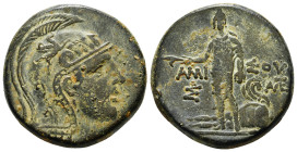 PONTOS. Amisos. Time of Mithradates VI Eupator (Circa 105-90 or 90-85 BC). Ae.
Obv: Helmeted head of Athena right.
Rev: AMI - ΣOY.
Perseus standing le...