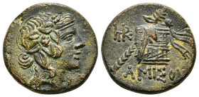 PONTOS. Amisos. Struck under Mithradates VI (Circa 100-95 or 90-80 BC). Ae.
Obv: Head of Dionysos right, wearing ivy wreath.
Rev: AMIΣOV.
Thyrsos l...