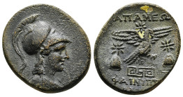 PHRYGIA. Apameia. Ae (Circa 88-40 BC). Phainippos and Drakon, magistrates.
Obv: Helmeted bust of Athena right.
Rev: AΠΑΜΕΩN / ΦAINIΠΠOY / ΔPAKONTOΣ.
E...