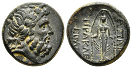 PHRYGIA. Apameia. Ae (Circa 100-50 BC). Heraklei-, son of Eglo-, eglogistes.
Obv: Head of Zeus right, wearing oak wreath.
Rev: AΠΑΜΕΩN / HPAKΛEI / EΓΛ...
